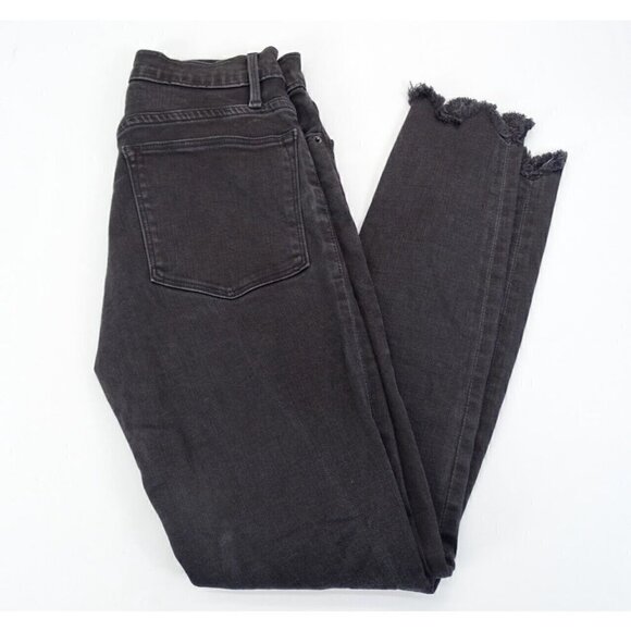 Frame Denim Le High Skinny Jeans Sz‎ 26 Asymmetrical Fringe Hems Jagged Whittier - Picture 1 of 9
